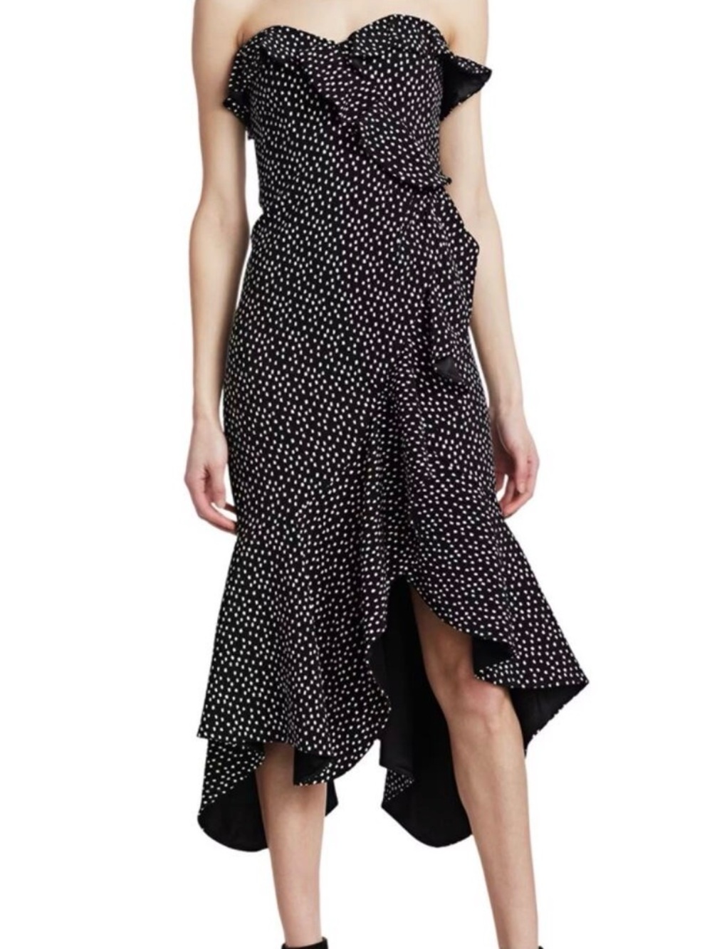 Jonathan Simkhai Speckle-Print Asymmetric Ruffle Dress